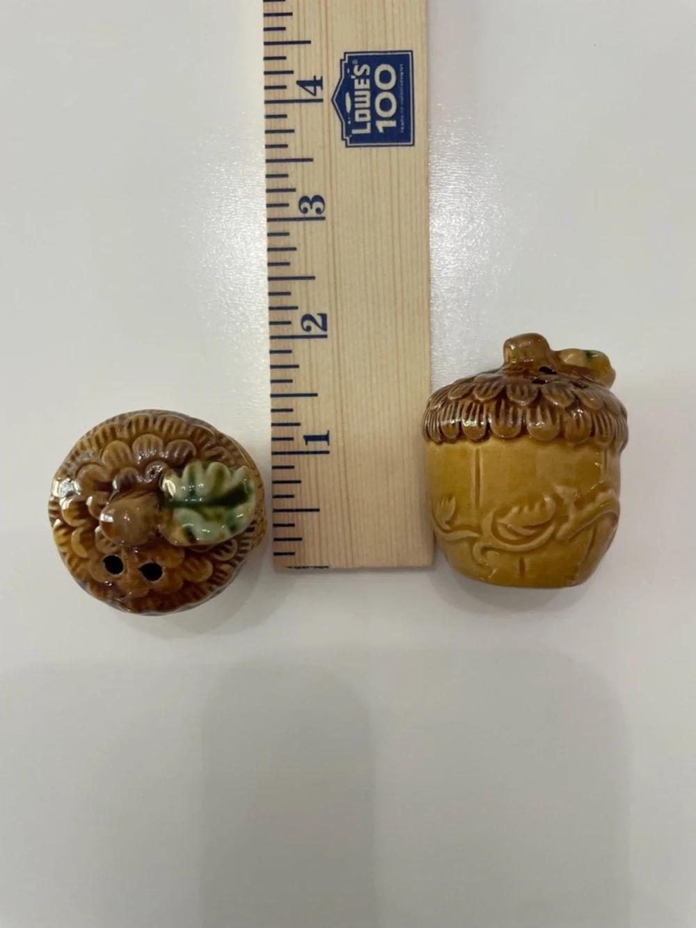 Vintage Acorn Salt and Pepper Shakers in Brown and Gold